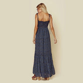 Midnight Bloom - Women's Floral Smocked Maxi Dress